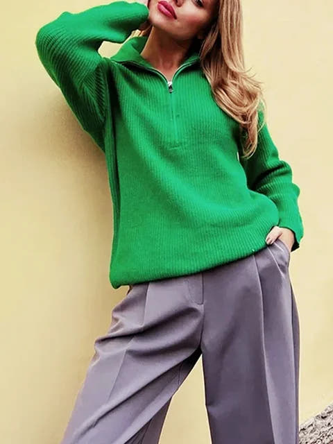 By Belle- Turtleneck Zip Sweater